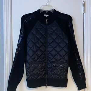 Black Quilted Jacket with Sequin Details